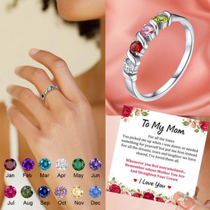 For Grandma Mom - Hold Close To My Heart Personalized Birthstone Ring